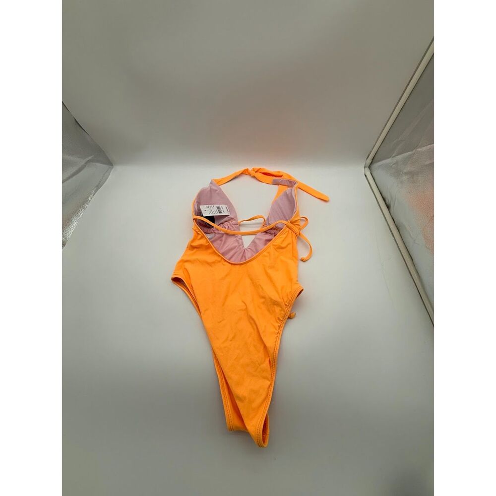 Salero Swim Orange Halter High Cut One Piece Swimsuit - Picture 2 of 5